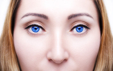 Obraz premium Beautiful insightful look blue woman's eyes. Vintage style