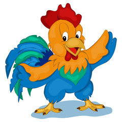 Cute and happy vector Rooster. Simple cartoon style. New Year Collection.