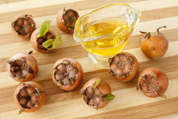 Common medlar fruits and honey