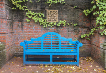 Cerulean bench in the English garden