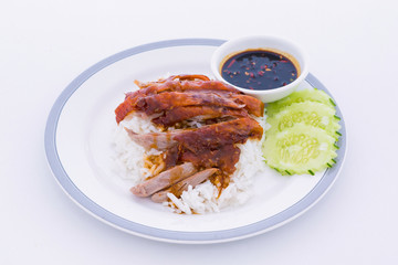Steamed rice with roast duck