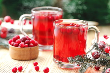 Cranberry drink and fresh berries