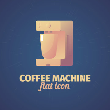 Cool flat coffee machine illustration