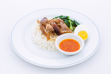 Stewed pork leg on rice