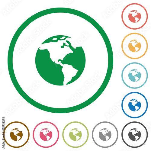 "Earth flat icons with outlines" Stockfotos und lizenzfreie Vektoren