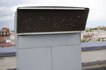 View to the constructions on the roof 