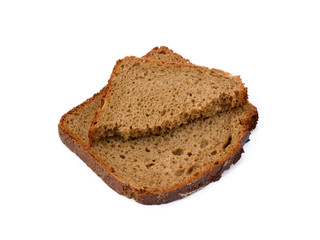Slices of rye bread isolated with white background