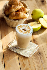 Latte and french croissant