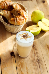 Latte and french croissant