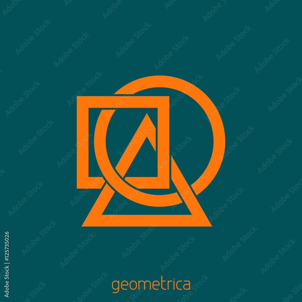 Poster simple geometrical logo with triangle, square and circle. vector