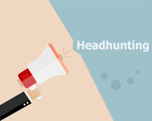 flat design business concept. Headhunting. Digital marketing business man holding megaphone for website and promotion banners.