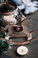 Christmas setting with toy horse