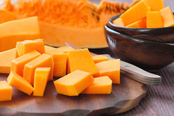 Pumpkin on the wooden table