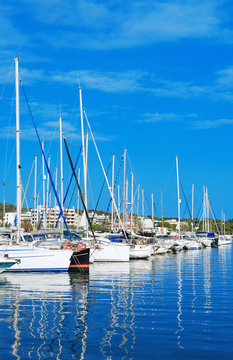 Many yachts and boats in the harbor.