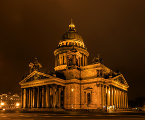 Fototapeta na wymiar St Isaac Cathedral in Petersburg. Night Photography.
