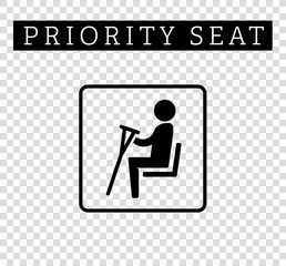 Disabilities or cripple with crutches sign. Priority seating for customers, special place icon isolated on background. Vector illustration flat style.