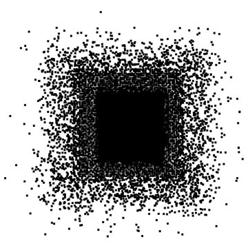 Square of decompose pixels. Pixel abstract mosaic background Gradient design Isolated black elements on white background Vector illustration for website, card, poster.