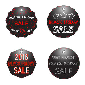 Black Friday sale sign, logos badge and labels collection set isolated on white