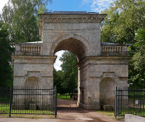 Fototapeta na wymiar Russia. Gatchina Palace Park. Birch Gate.