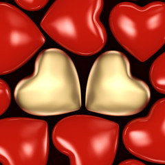 3D rendering background of hearts