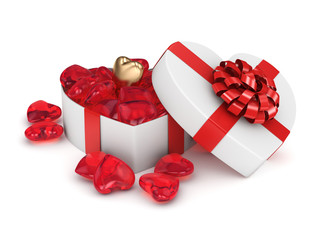 3D rendering box in heart shape