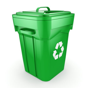 3D rendering Green recycling Bin