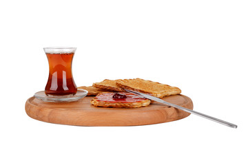 Burnt Toasted Bread with Jam and Tea