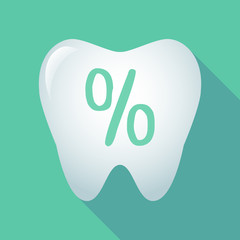 Long shadow tooth icon with a discount sign