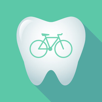 Long shadow tooth icon with a bicycle