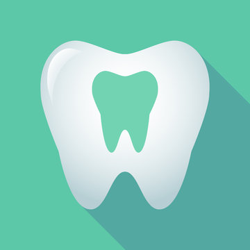 Long shadow tooth icon with a tooth