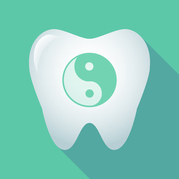 Long shadow tooth icon with a ying yang