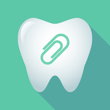 Long shadow tooth icon with a clip