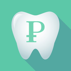 Obraz premium Long shadow tooth icon with a ruble sign