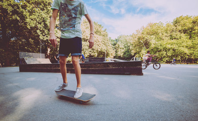 Young skateboarder in the park.