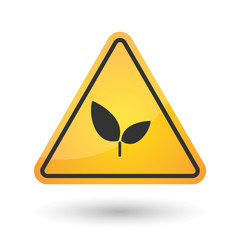 Isolated danger signal icon with a plant