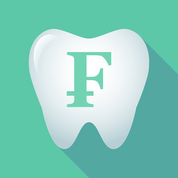 Long shadow tooth icon with a swiss franc sign