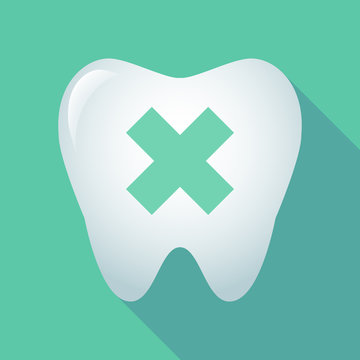 Long shadow tooth icon with an x sign