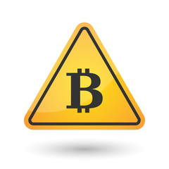 Isolated danger signal icon with a bit coin sign