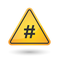 Isolated danger signal icon with a hash tag