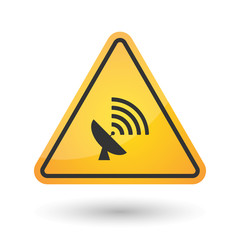 Isolated danger signal icon with a satellite dish