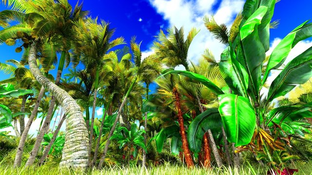 Tropical jungle 3d illustration