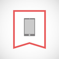 Isolated line art ribbon icon with a smart phone