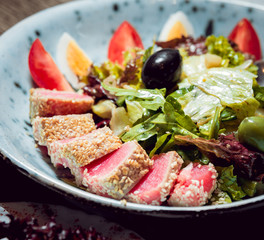 salad with meat and vegetables