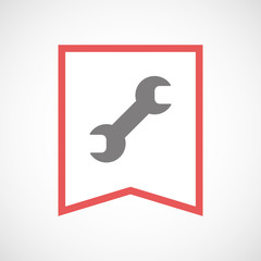 Isolated line art ribbon icon with a wrench