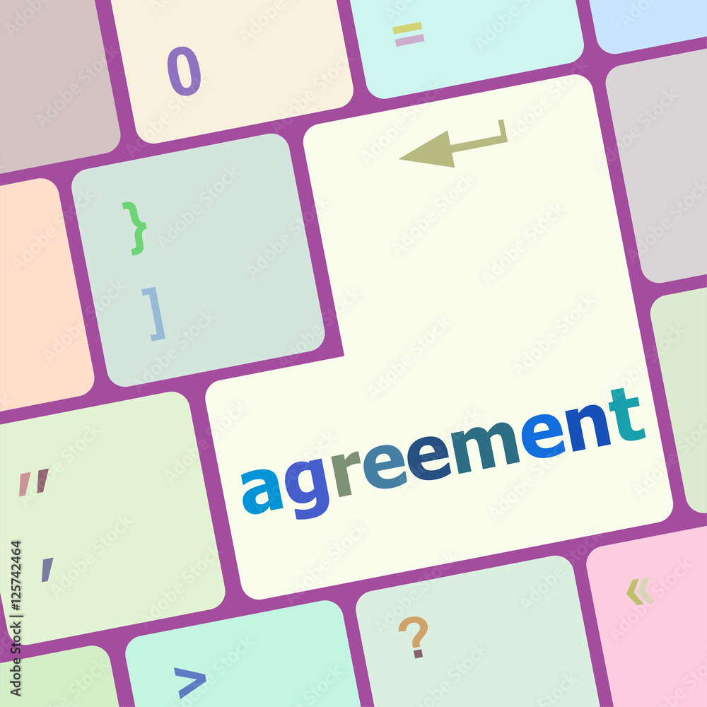 Aufkleber concept of to agreement something, with message on enter key of keyboard