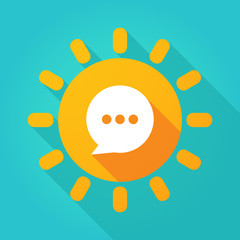 Long shadow bright sun icon with a comic balloon
