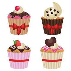 delicious sweet cupcake birthday vector illustration design