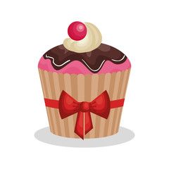 delicious sweet cupcake birthday vector illustration design