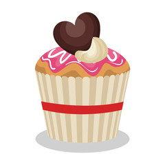 delicious sweet cupcake birthday vector illustration design
