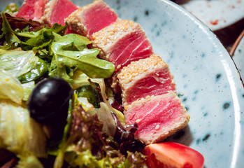 salad with meat and vegetables